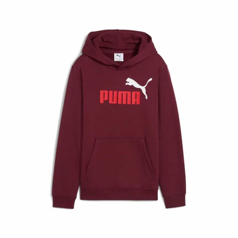 Felpa con Cappuccio da Bambina Puma Essentials 2 Color No. 1 Rosso Granato