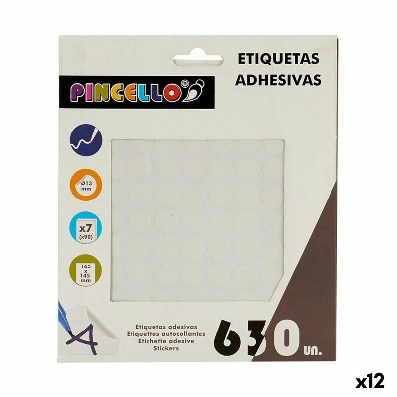 Etichette adesive Pincello Bianco Ø 13 mm 17 x 4 x 19 cm (12 Unità)
