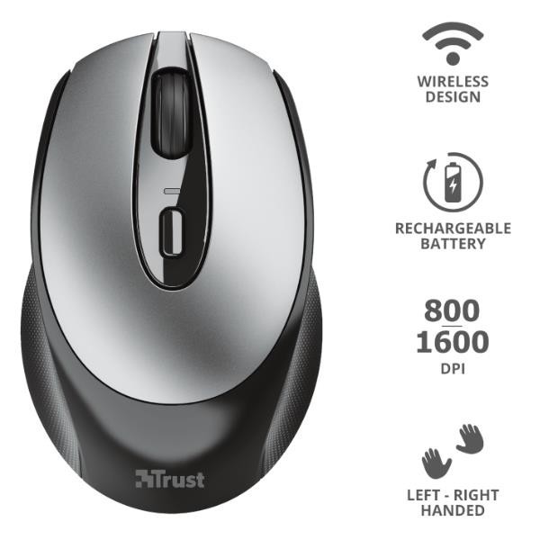 ZAYA RECHARGEABLE WIRELESS MOUSE BK 23809TRS