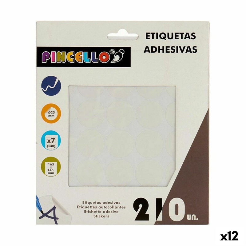 Etichette adesive Pincello Bianco Ø 25 mm 17 x 4 x 19 cm (12 Unità)